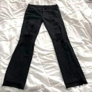 CLOSET CLEANOUT SALE! 7 For All Mankind Straight Leg Distressed Black Jeans